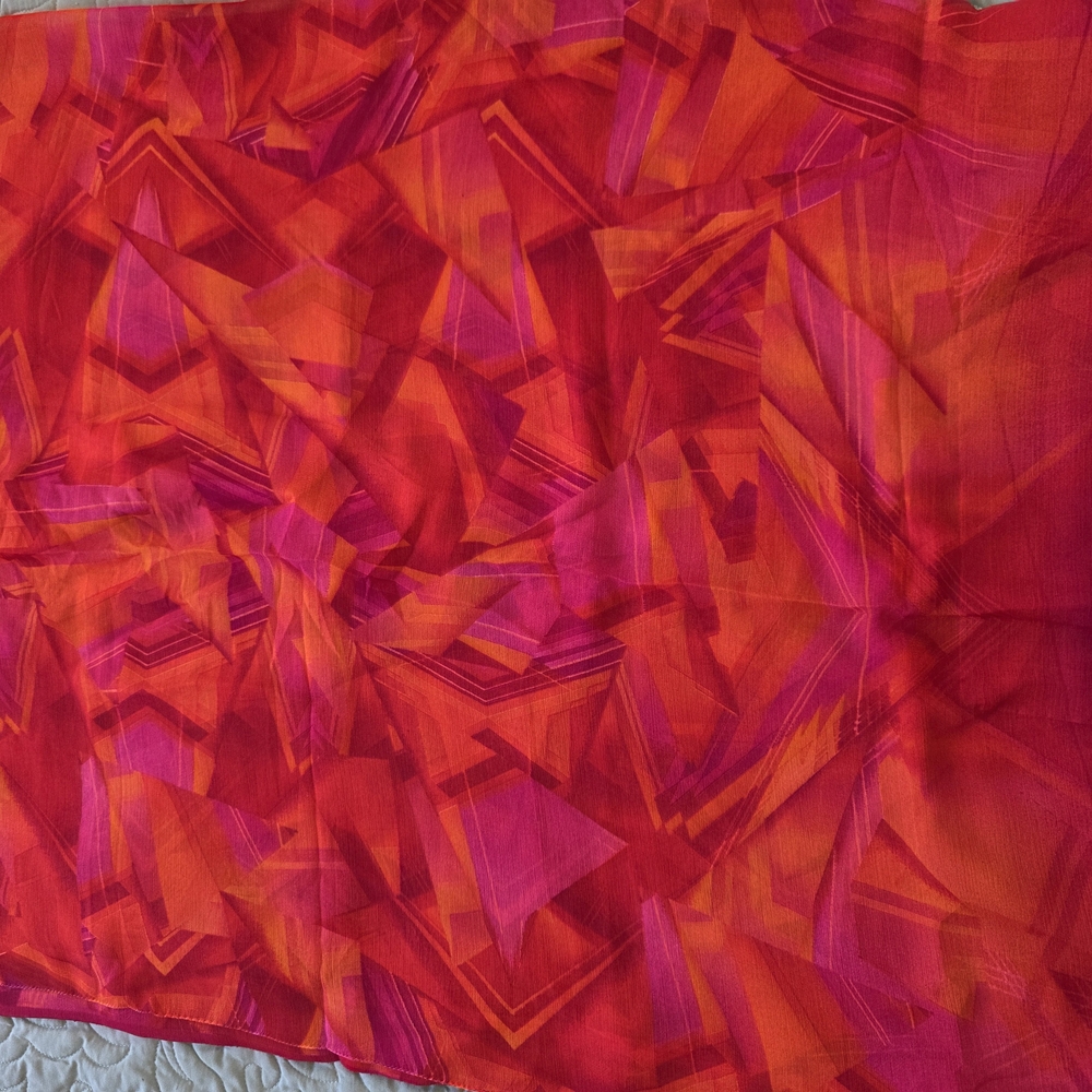 Vibrant Red and Orange Abstract Scarf